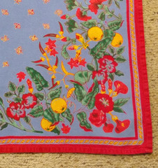 Vtg Williams Sonoma Provence Blue Red Floral Tablecloth Bees 70×102