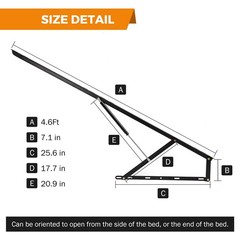 4.6 FT Bed Lift Mechanism, 176-264 lbs Load Capacity, Lifting Gas Spring Set,…