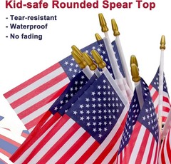 12 Pack Small American Flags – 4×6 Inch Mini USA Hand Held Stick Flag with Sa…