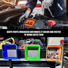 FSTURIOS 2PCS Collapsible Magnetic Parts Tray, 4.5″ Square 2PCS, Green+Red