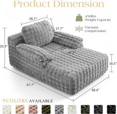 Upholstered Oversized Chaise Lounge Chair Sleeper Sofa with Soft Pillow&Armrest