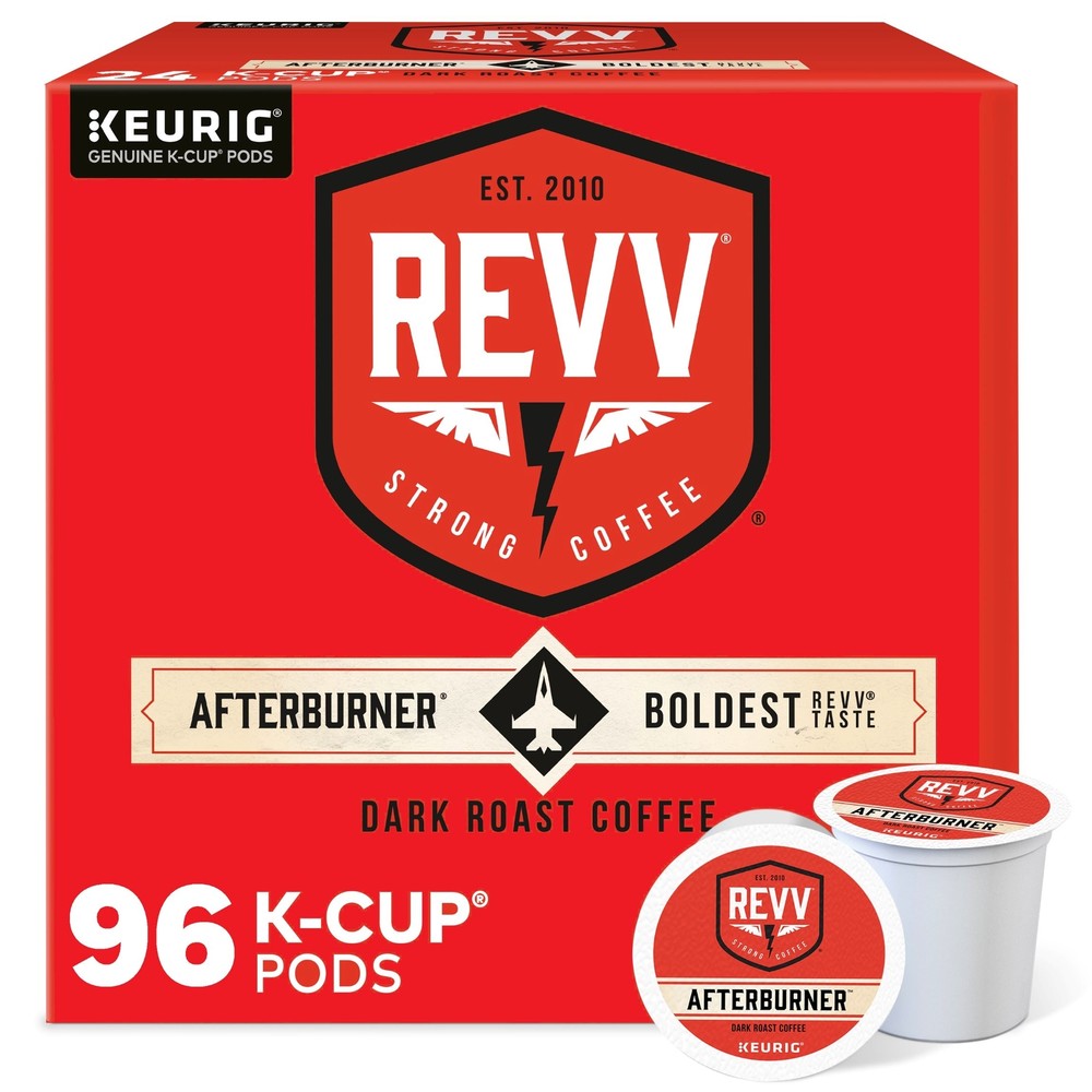 REVV AFTERBURNER Coffee, Keurig K-Cup Pod, Dark Roast, 96 Count