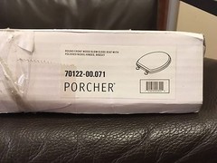 Porcher 70122-00.071 Round Front Toilet Seat BISCUIT with Polished Brass Hinges