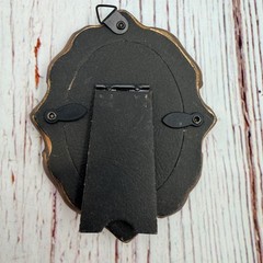 Vintage Style Halloween Black Cat Art Ornate Bronze Resin Frame 4.25in Mini