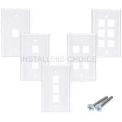 White Wall Plate LOT – 1 2 3 4 6 Port for RJ45 Keystone, HDMI, CAT8, CAT6, CAT5