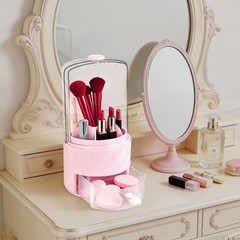 Pink Makeup Brush Storage 5.31*11.02in Organizer With Cover For Cosmetic Brushes