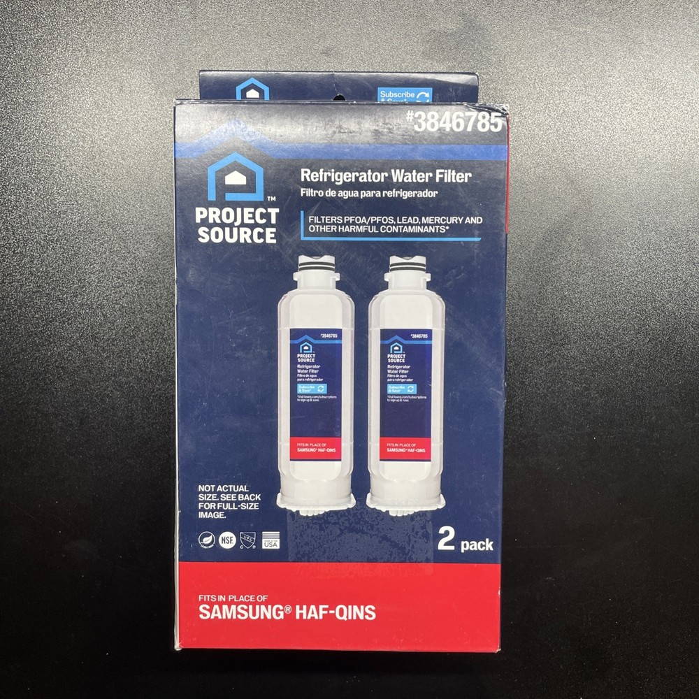 New Project Source Samsung HAF-QINS 3846785 Refrigerator Water Filter 2 Pack QTY