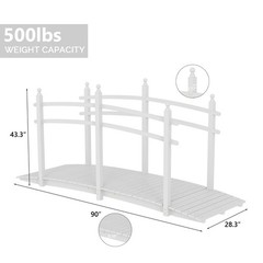 7.5FT Wooden Bridge w/ Handrails Decor Fir Wood for Yard Outdoor Garden Stable