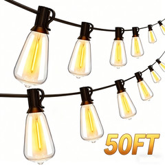 Solar String Lights 100FT, ST38 Shatterproof Bulbs Waterproof for Patio Garden