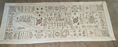 Lg Aarong Embroidered Tapestry Folk Art Bangladesh Pictorial Tapestry 31″ x 78″