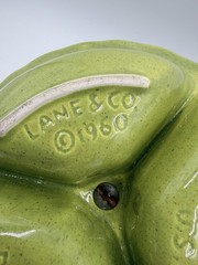 Vintage 60’s Lane & Co. California Chartreuse Green Divided Candy Nut Dish Bowl