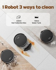 3in1 Robot Vacuum and Mop Combo 5000Pa Suction，Works with 2.4G WiFi/App/Remote