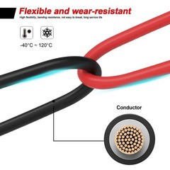 50ft Black + Red 10AWG Solar Panel Extension Cable Flexible Wire Connectors