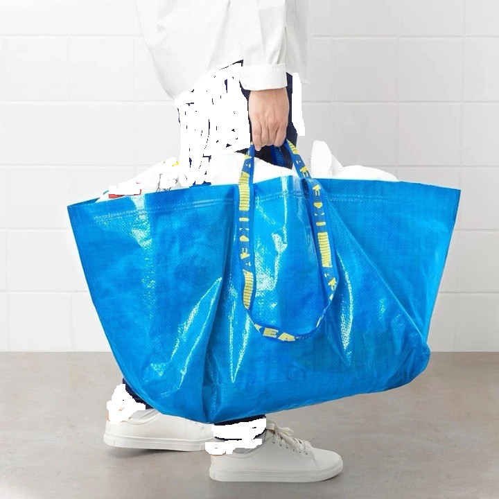 IKEA Frakta Large Size Shopping Bag Blue Sturdy Laundry Grocery Durable-19Gal