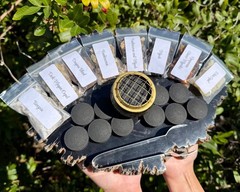 Resin Incense Starter Kit: Set of 8 Resin Sampler, Burner, Charcoal & Tongs