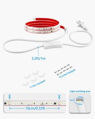 24in Under Cabinet Lighting Strip Plug in with Switch 24in, White