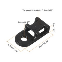 500pcs Cable Tie Base Saddle Type Mount Wire Holder 0.79″x0.38″x0.2″ 0.16″ Dia