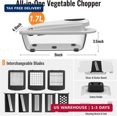 8 Blade All-in-1 Vegetable Chopper Mandoline Slicer with Container, Food Chopper