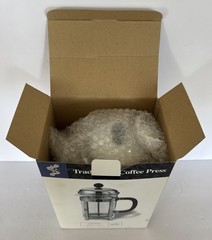 Service Ideas Traditional Coffee Press Chrome 1.5 L Pyrex Glass 9.75” Tall New