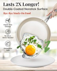 Gotham Steel Cream 10″ Nonstick Heavy Duty Ceramic Fry Pan with Stay Cool Handle