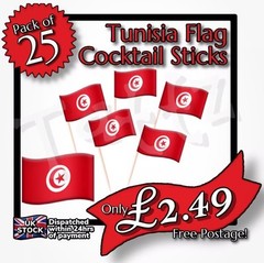 25x Tunisia Flag Cocktail Sticks