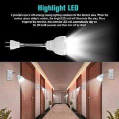 LED Sensor Night Light Motion-Activated AC Outlet Plug-In Wall Stair Lamp Indoor