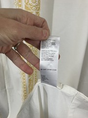 Anthropologie White Yellow Cotton Linen Curtain Panel Set Embroidered 84” x 50”