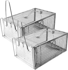 2 PACK Medium Humane Rat Cage Trap Easy Catch and Release Live Animal Trap Metal