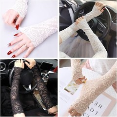 UV Protection Lace Arm Sleeves, Women’s Floral Lace Sleeves Hollow Out Long