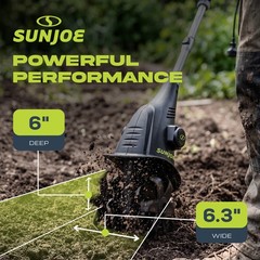 Sun Joe Electric Garden Cultivator with 2.5 Amp Motor and Steel Blades, Green