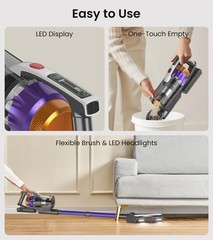 Cordless Vacuum Cleaner 650W 55KPA 70Mins Self-Standing Stick Vacuum for Home