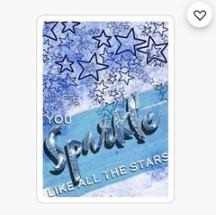 DIGITAL You Sparkle Like STARS Blue Shiny BIRTHDAY Happy Card**PRINT REQ’D**