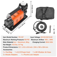 VEVOR Heavy Duty Air Compressor 7.06CFM 150PSI Portable Tire Inflator Air Pump