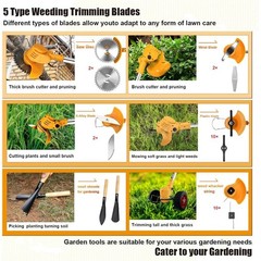 Cordless Weed Eater Electric Brush Cutter Lawn Edger Grass String Trimmer 4.0Ah
