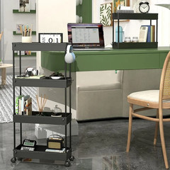 Slim Rolling Storage Cart 4 Tier Organizer Mobile Shelving Unit Utility Cart Tow