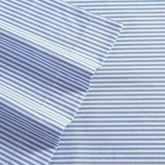 Twin XL Printed Pattern Percale Cotton Sheet Set Blue Stripe – Poppy