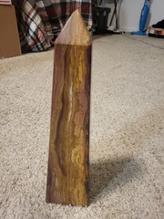 VTG 6.3lbs 10″ Multicolor Onyx Obelisk Solid Stone Earth Tone Sculpture Tower