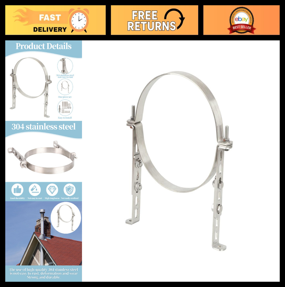 Heavy Duty Adjustable Wall Bracket for 6″ Double Wall Chimney Pipe Support