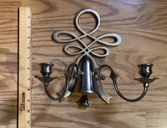 Hand Forged Iron Silver Metal Steel Two Arm Candleholder Wall Sconce