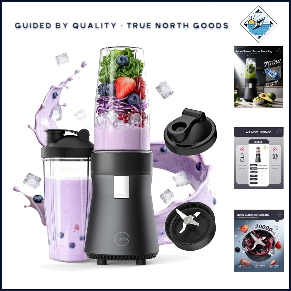 28oz Personal Blender with Detachable Attachment and Push Button Control
