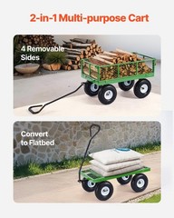 680lb Steel Utility Wagon 10in All-Surface Tires 3.33cu.ft Convertible Design