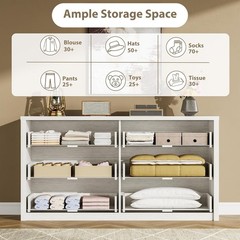 ✅GarveeHome 6 Drawer Dresser for Bedroom, Wide Wood Chest of Drawers Handle Free