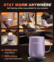 Self Heating Coffee Mug T2 16oz Smart Heated Mug 149°F Temp Control Battery