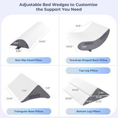 Orthopedic Wedge Pillow for Acid Reflux GERD Back Pain Adjustable 5 Piece Set