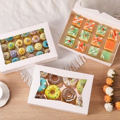 48 pcs Bakery Boxes 12x8x2.5 Inches 3Style Windows Cookie Boxes Treat Boxes w…