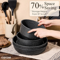 17pcs Non Stick Cookware Set with Detachable Handle, Induction & Oven Safe