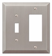 1 Toggle 1 Rocker Decora Combination Outlet Switch Wall Plate Cover Nickel Lot