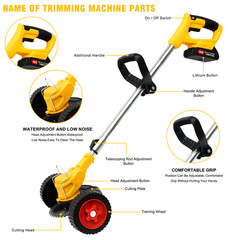 Cordless Weed Eater Electric Brush Cutter Lawn Edger Grass String Trimmer 4.0Ah