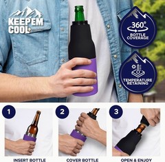 Vacuum Insulated Drink Bottle & Can Cooler With Beer Opener – Double Walled