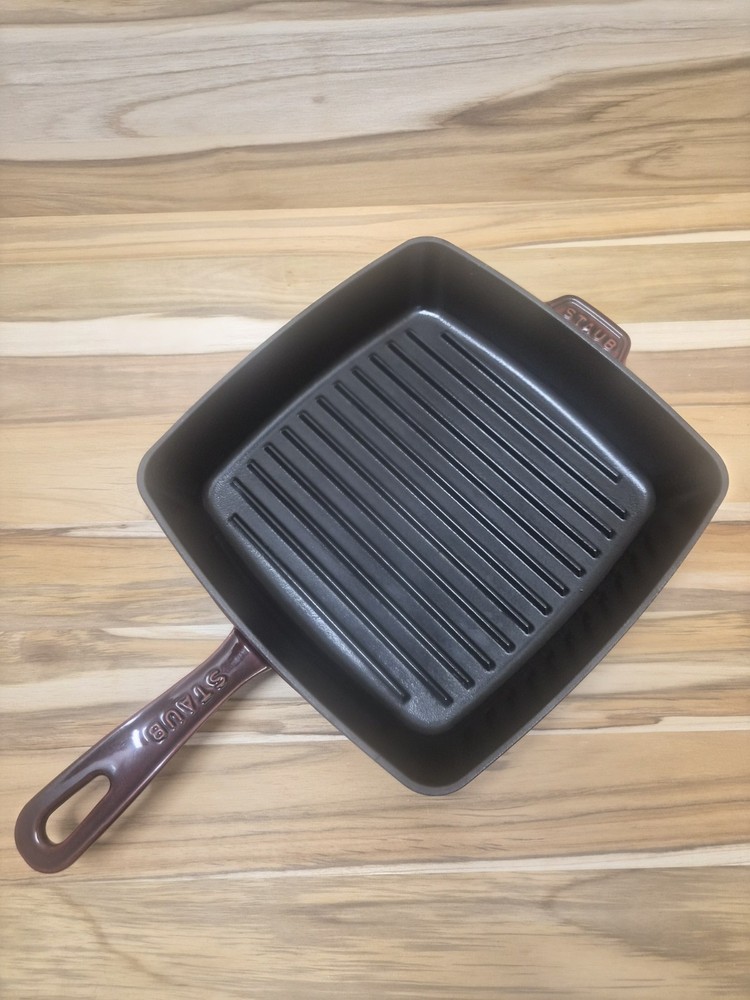 Staub 26cm 10.25″ Square Cast Iron Grill Pan Grillet Majolica Grenadine France